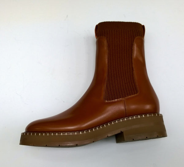 Chloé Noua Caramel Leather Ankle Boots