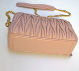 Miu Miu Matelasse Dusty Pink Mauve Leather Camera Bag with Gold Tone Chain