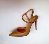 Christian Louboutin Jenlove 100 Blush Warm Beige Nude Ankle Strap Heels