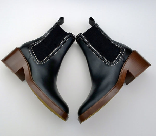 Chloé Mallo Black Leather Ankle Boots