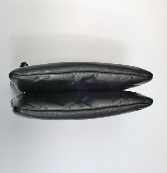 Prada Padded Black Soft Leather Partitioned Clutch Pouch