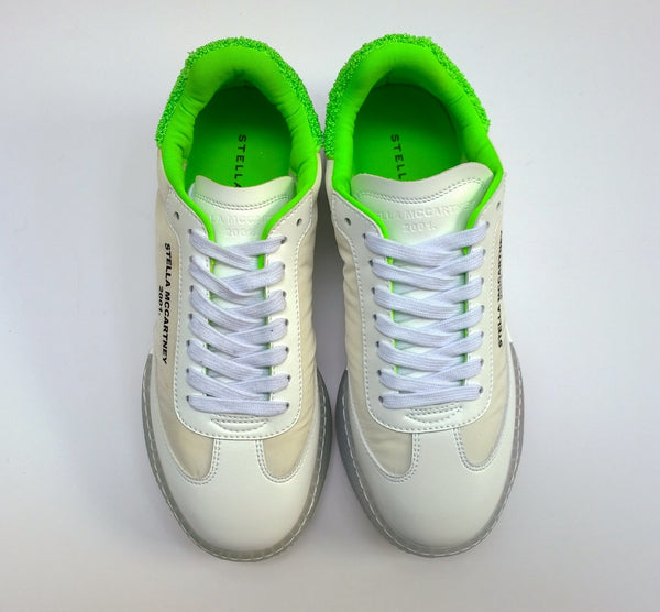 Stella McCartney Loop White and Lime Green Recycled Sneakers New in Box