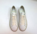 Saint Laurent Andy White Leather Sneakers with Gold Studs