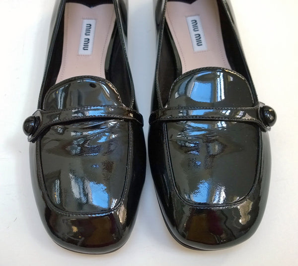 Miu Miu Black Patent Loafers New Flats Shoes
