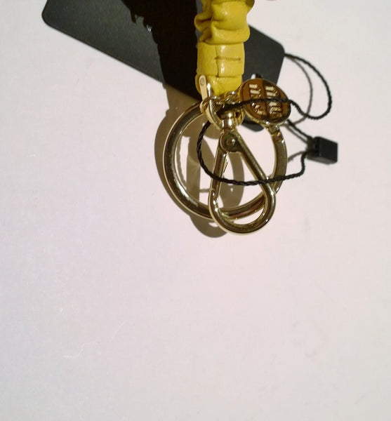 Miu Miu Key Chain Logo Bag Charm with Yellow Leather New in Box