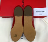 Ferragamo Varina Shoes in Red Patent Leather Flats Buckle Bow