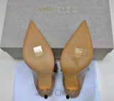 Jimmy Choo Bing 100 Ballet Pink Nude Patent Rhinestone Heels Mules