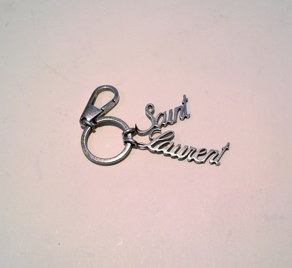 Saint Laurent Oxidized Silver Color Logo Key Ring Bag Charm Porte Cles