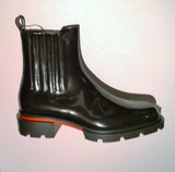 Christian Louboutin Cheney Walk Black Patent Lug Sole Ankle Boots