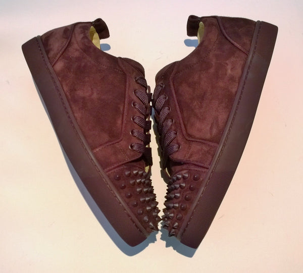 Christian Louboutin Louis Junior Spikes Orlato Majestueux Plum Suede