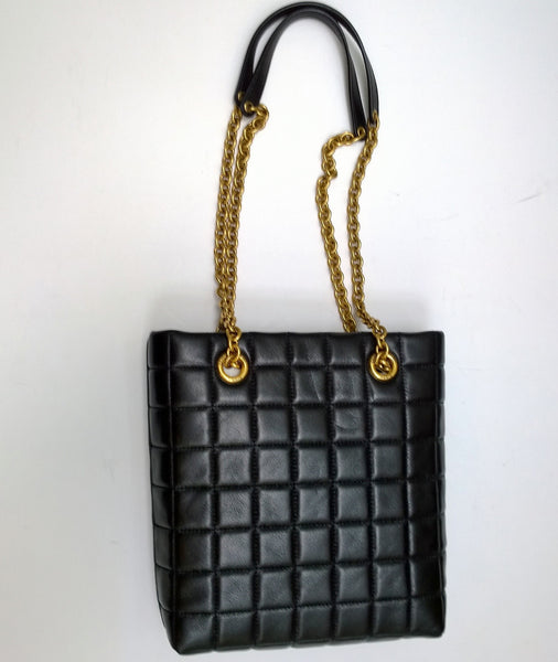 Saint Laurent Square Quilted Small Tote with Gold Tone Chain Bag New with Box
