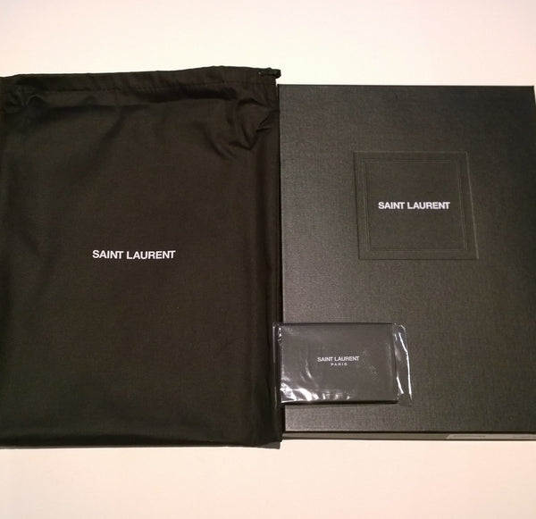 Saint Laurent YSL Allmono Logo Print Pouch Clutch iPad Case in Black Leather