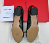 Ferragamo Vara Black Patent Block Heels Bow Shoes in C Width New in Box