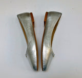 Chloé Marcie Shoes in Silver Leather Flats with Gold Detail