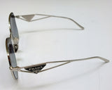 Prada Oversized Geometric Sunglasses in Silver with Triangle Logo Sides