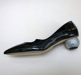 Paul Andrew Ankara Black Patent Rhinestone Jewel Heels