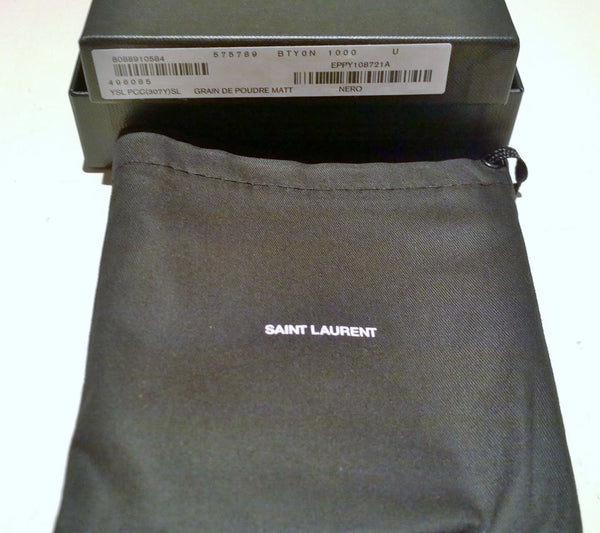 Saint Laurent Black Textured Wallet Grain de Poudre Matt Noir