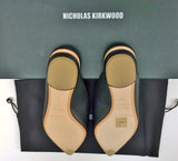 Nicholas Kirkwood Beya Black Leather Slipper Slides Flat Shoes