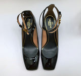 Valentino Garavani Tango Black Patent Ankle Strap Block Heels