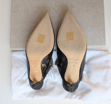 Jimmy Choo Bing 65 Heels in Grey Patent with Pearl and Rhinestone Band