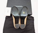 Chanel Mary Jane Heels Beige and Black Grosgrain Cap Toe New in Box