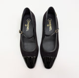 Chanel Mary Janes Black Suede and Patent Leather New in Box Ankle Strap Shoes Flats