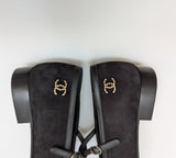 Chanel Mary Janes Black Suede and Patent Leather New in Box Ankle Strap Shoes Flats