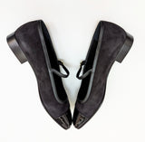 Chanel Mary Janes Black Suede and Patent Leather New in Box Ankle Strap Shoes Flats