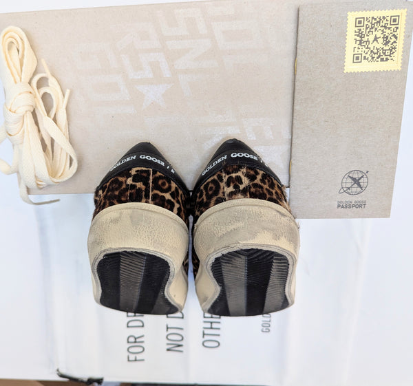 Golden Goose Soul Star Sneakers Leopard Calf with Black Leather Sale Trainers New in Box