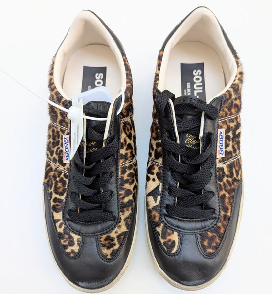 Golden Goose Soul Star Sneakers Leopard Calf with Black Leather Sale Trainers New in Box