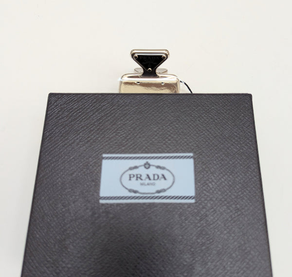 Prada Claw Clip in Silver Metal with Logo New in Box Hair Accessories