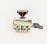Prada Claw Clip in Silver Metal with Logo New in Box Hair Accessories