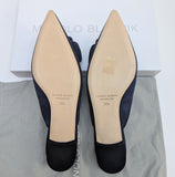 Manolo Blahnik Navy Blue Maysale Flats Buckle Ballerina Mules New in Box Shoes