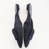 Manolo Blahnik Navy Blue Maysale Flats Buckle Ballerina Mules New in Box Shoes