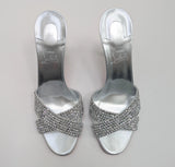 Christian Louboutin Mariza Is Back 85 Silver Strass Slides New in Box Sandals