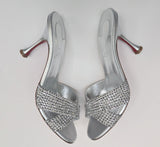 Christian Louboutin Mariza Is Back 85 Silver Strass Slides New in Box Sandals