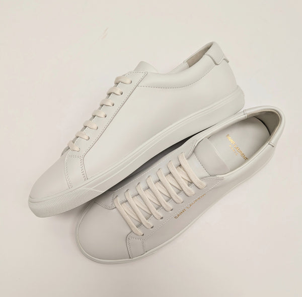 Saint Laurent Andy White Leather Low Top Sneakers New in Box Gym