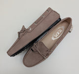 Tod's Dusty Pink Suede Loafers with Rubber Soles Gommino Flats New in Box Shoes