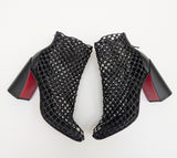 Christian Louboutin Porlibooty 85 Woven Black Leather Block Heels Boots