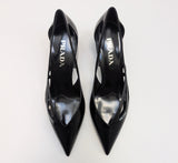 Prada Cutout Brushed Leather Pointy Toe Heels in Black New in Box