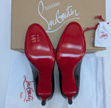 Christian Louboutin Pumppie 85 Glossed Black Leather Heels New in Box