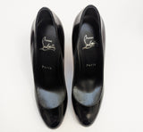 Christian Louboutin Pumppie 85 Glossed Black Leather Heels New in Box