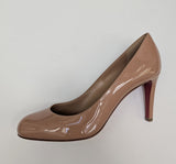 Christian Louboutin Pumppie 85 Nude Patent Round Toe Pumps New in Box Heels