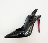 Christian Louboutin Hot Chick 100 Black Patent Slingback Heels New in Box