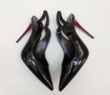 Christian Louboutin Hot Chick 100 Black Patent Slingback Heels New in Box