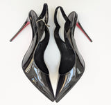 Christian Louboutin Hot Chick 100 Black Patent Slingback Heels New in Box