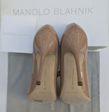 Manolo Blahnik Campari 105 Beige Nude Patent Mary Jane Heels New in Box