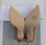 Manolo Blahnik Campari 105 Beige Nude Patent Mary Jane Heels New in Box