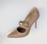 Manolo Blahnik Campari 105 Beige Nude Patent Mary Jane Heels New in Box