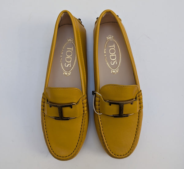 Tod's T Loafers in Mustard Yellow Leather New in Box Shoes